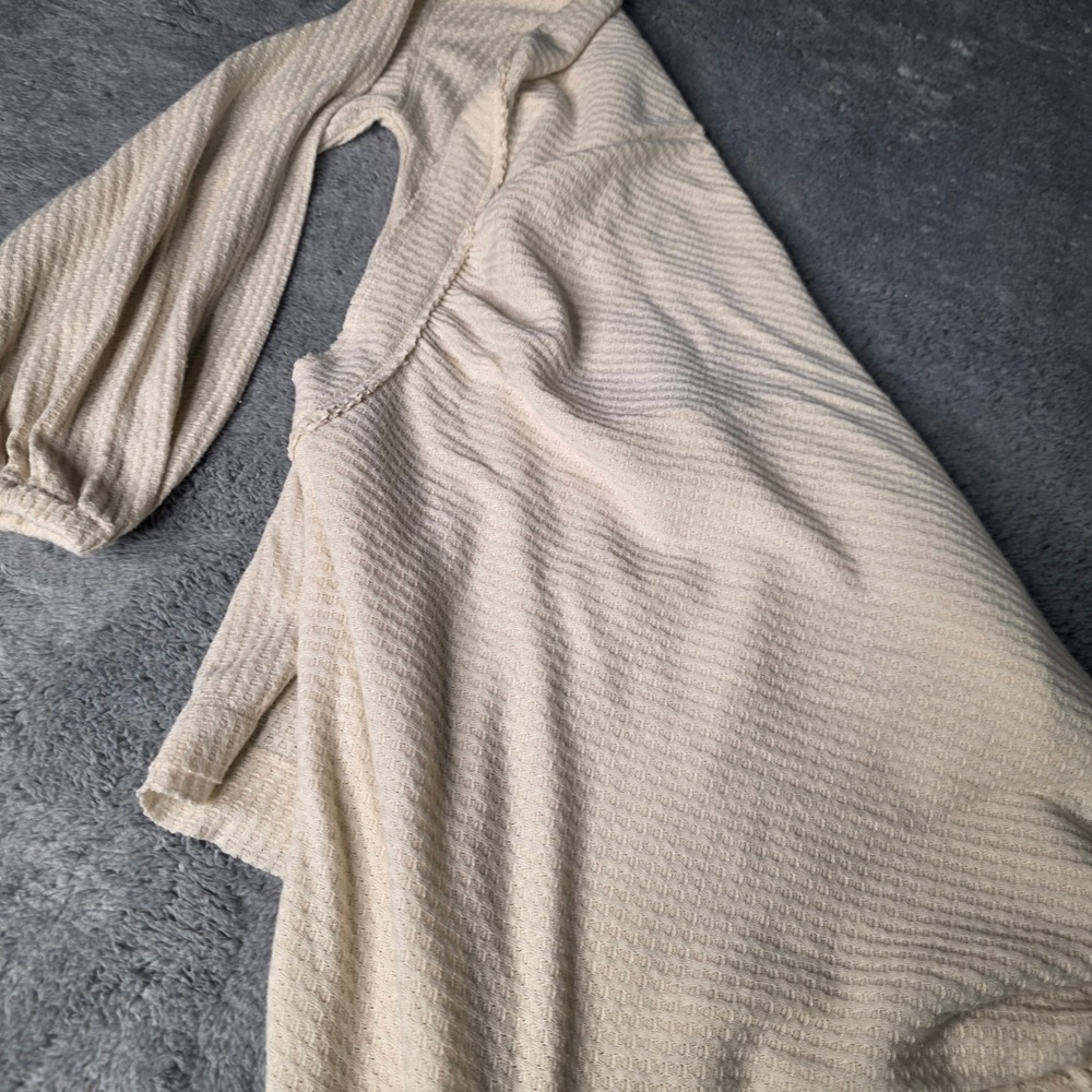 In Loom Womens Medium Top Cream Waffle Knit‎ V-Neck Oversized IL2883 - Picture 5 of 6